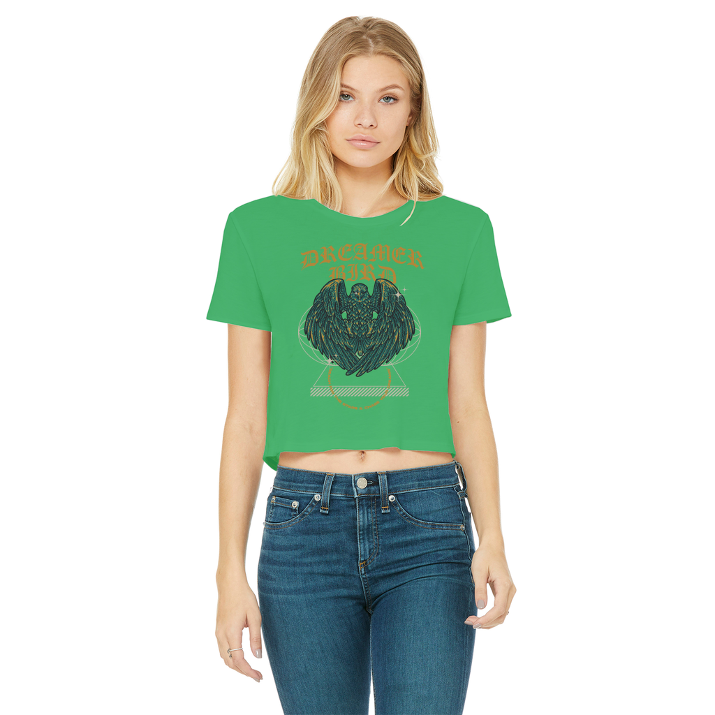 Dreamer Bird Classic Women's Cropped Raw Edge T-Shirt