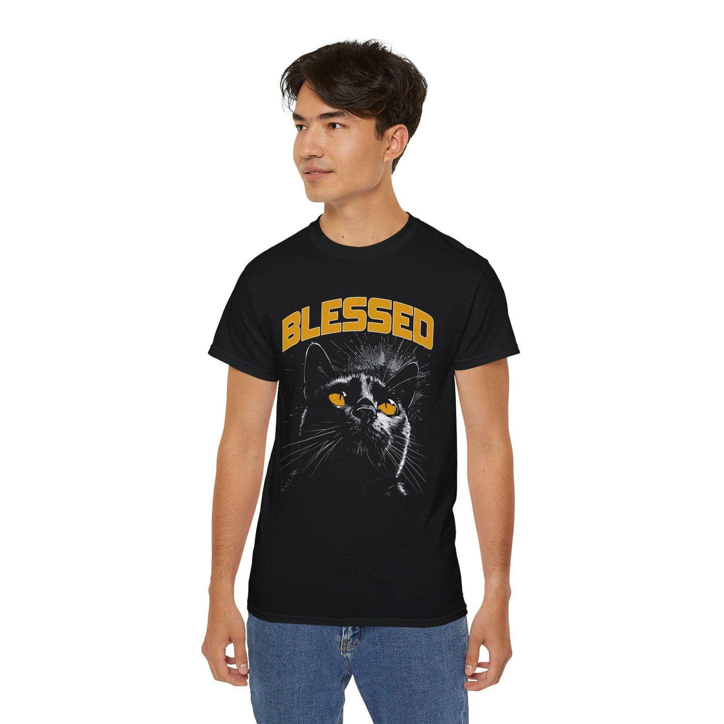 'Blessed' Black Cat Graphic Tee