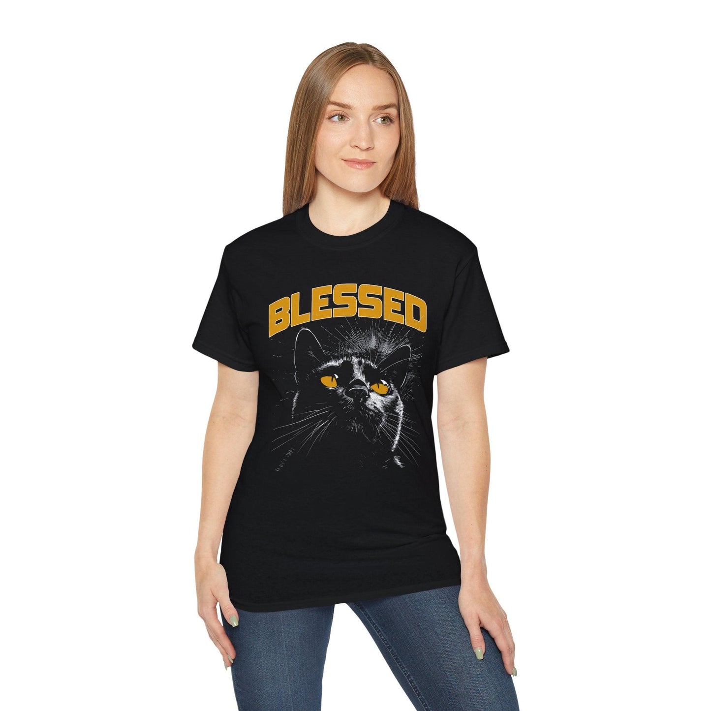 'Blessed' Black Cat Graphic Tee