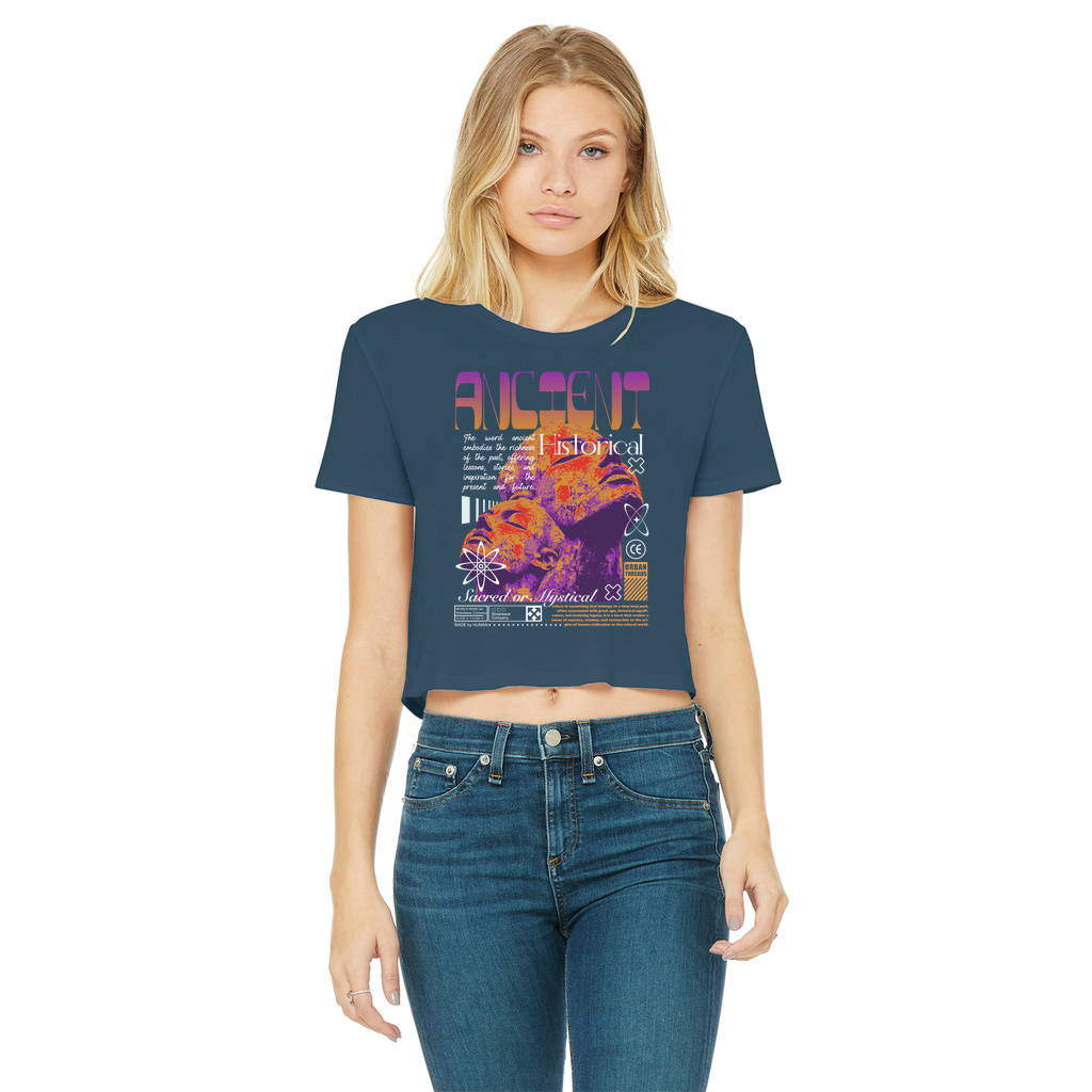 Ancient History Classic Women's Cropped Raw Edge T-Shirt