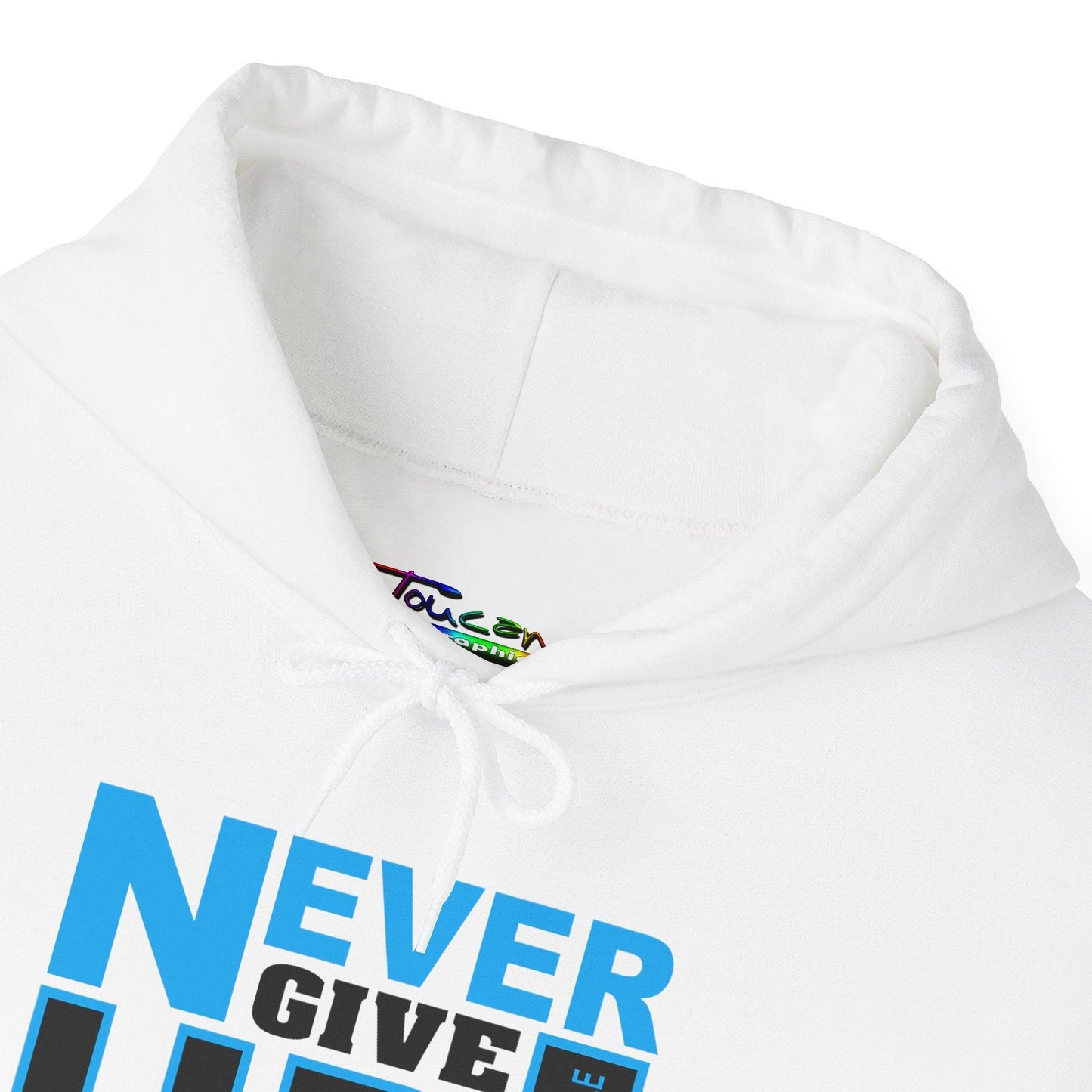 Motivational Hooded Sweatshirt - Never Give Up Quote