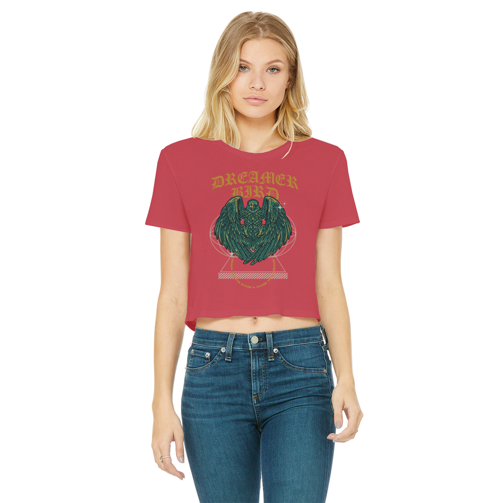 Dreamer Bird Classic Women's Cropped Raw Edge T-Shirt