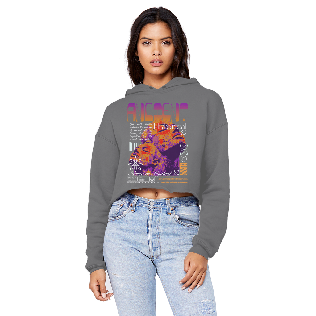 Ancient History Cropped Raw Edge Boyfriend Hoodie