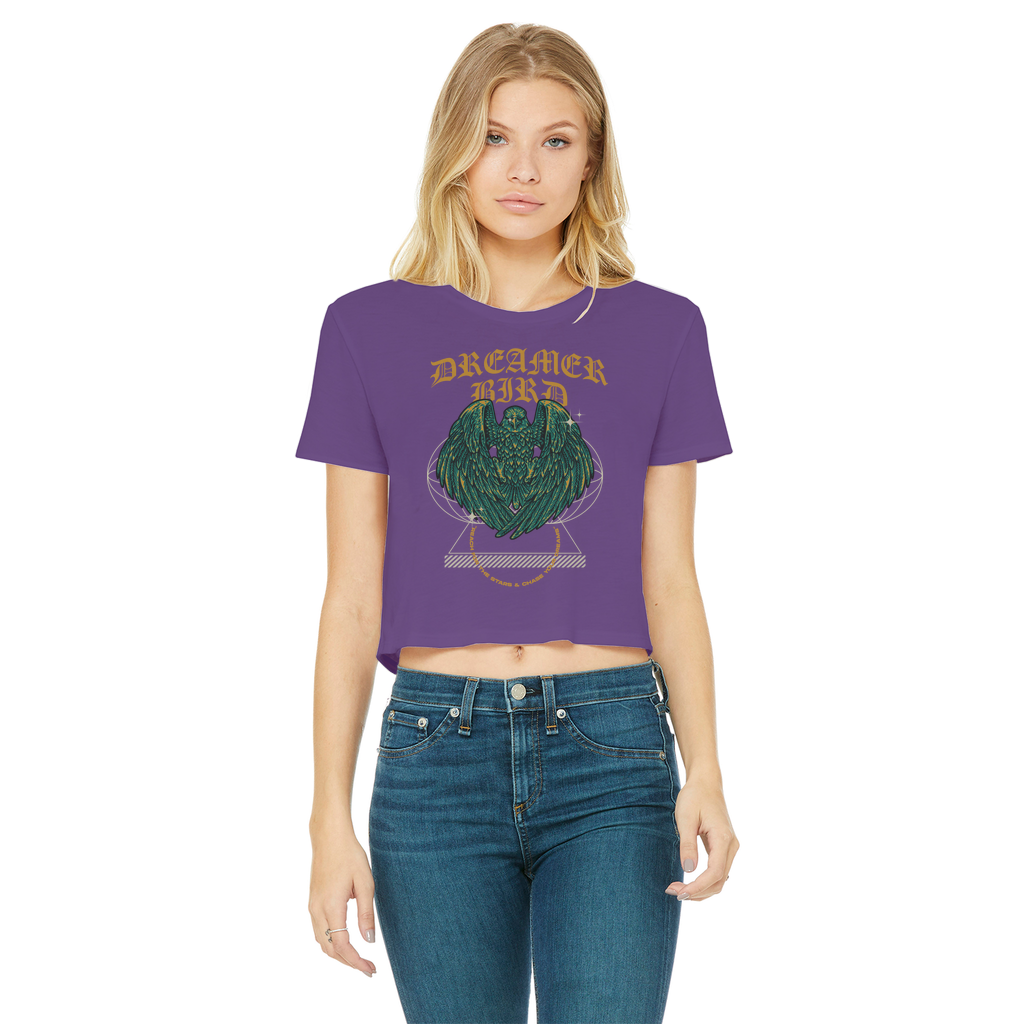 Dreamer Bird Classic Women's Cropped Raw Edge T-Shirt