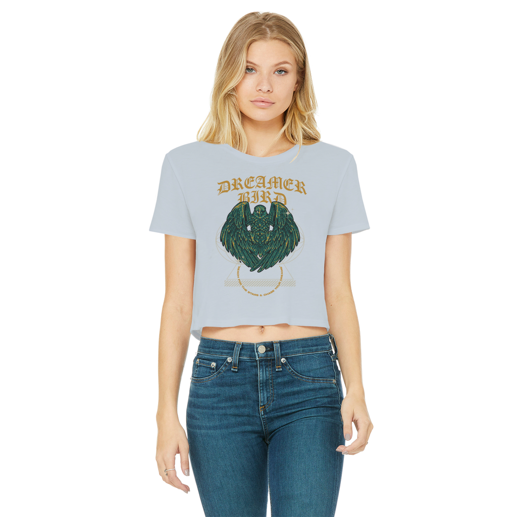 Dreamer Bird Classic Women's Cropped Raw Edge T-Shirt