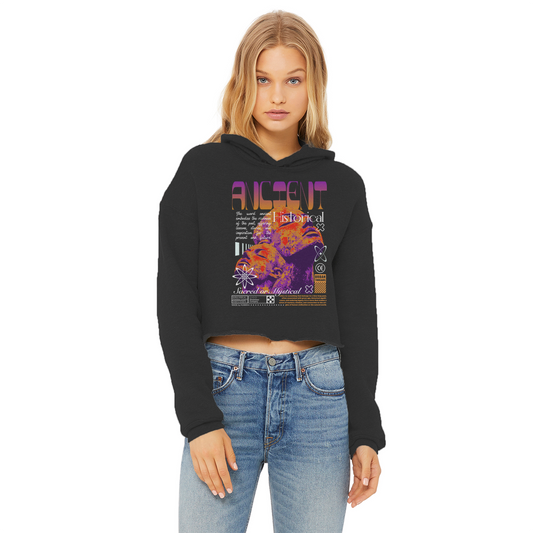 Ancient History Ladies Cropped Raw Edge Hoodie