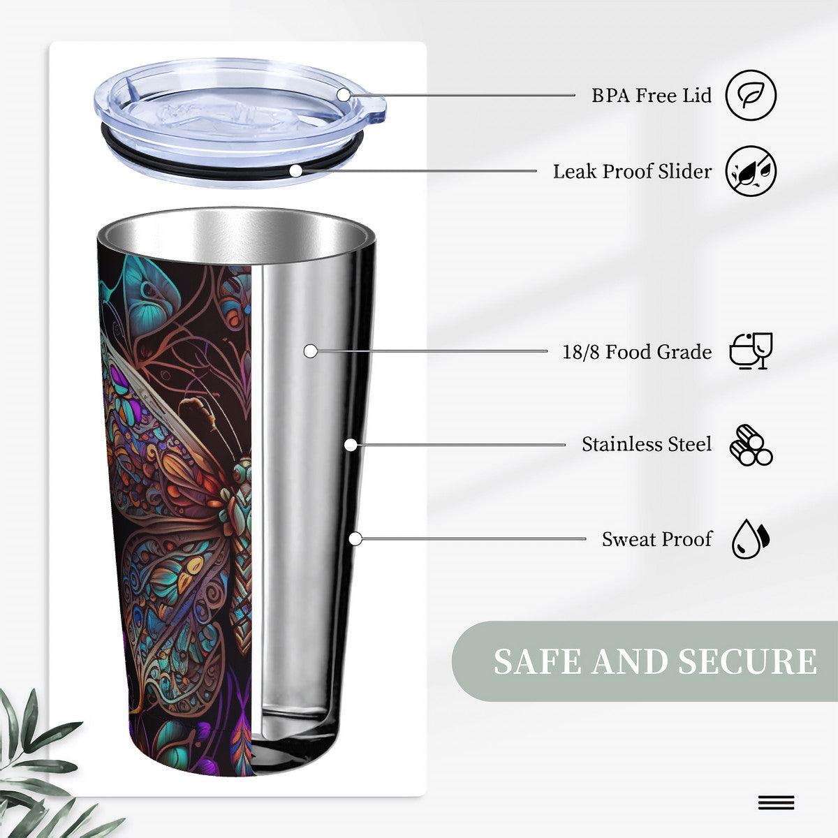 Butterfly Dreams 20oz Stainless Steel Tumbler - with Straw