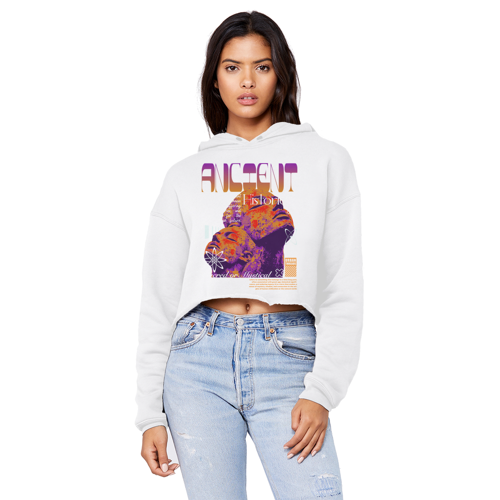 Ancient History Cropped Raw Edge Boyfriend Hoodie