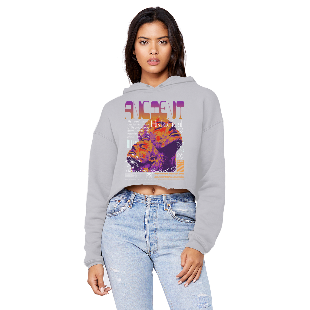 Ancient History Cropped Raw Edge Boyfriend Hoodie