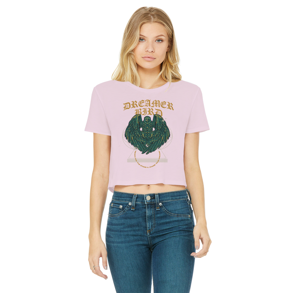 Dreamer Bird Classic Women's Cropped Raw Edge T-Shirt