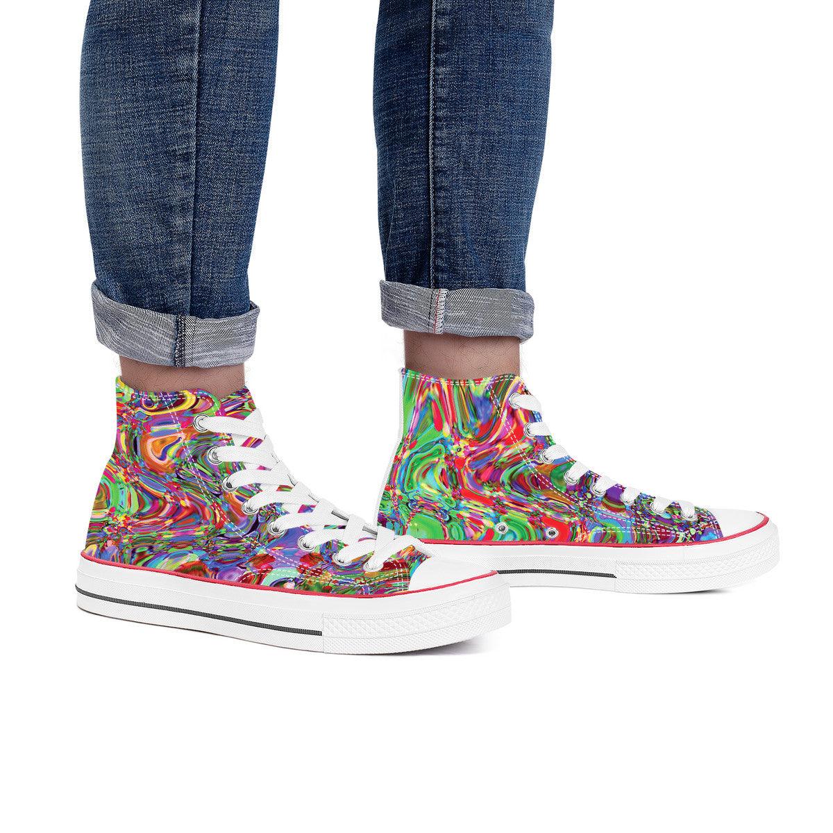 High Top Canvas Shoes - Rainbow Bliss