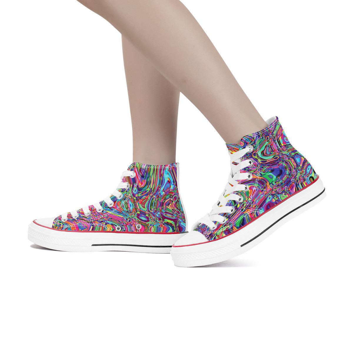 High Top Canvas Shoes - Rainbow Bliss